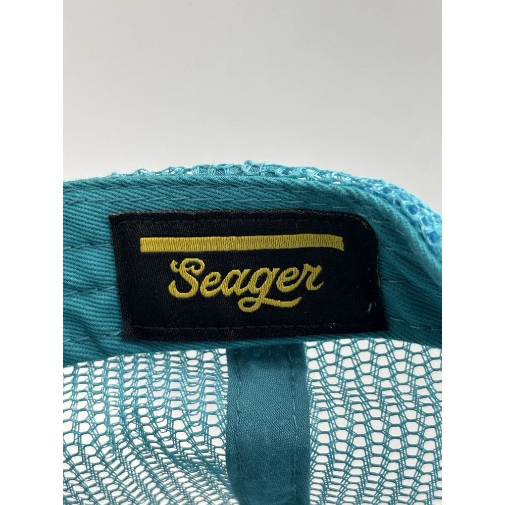 Seager Co Waylon Hat Teal Blue Nylon Mesh Trucker Snapback Cap Western Surf Mens